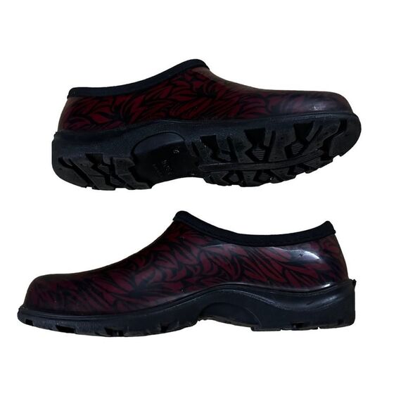 Sloggers ~ Waterproof Clog Shoe ~ Slip On ~ Casual Floral Red Pattern ~ size 6 - Picture 5 of 7